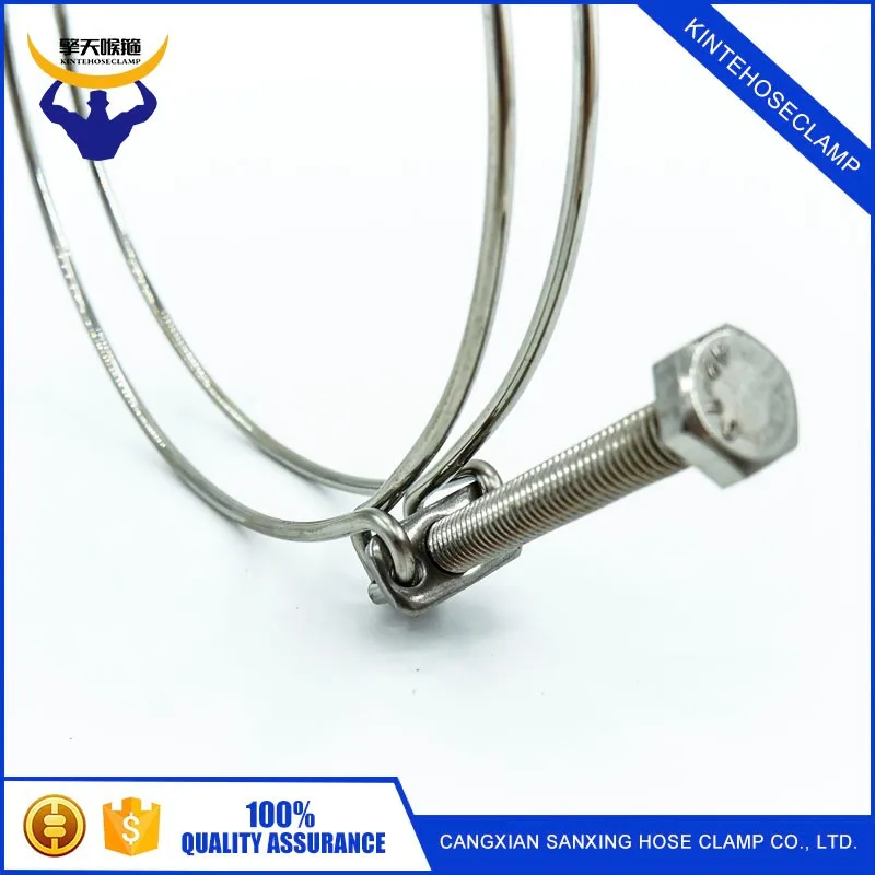sujetador de la fontaner/ía del aro del acero inoxidable para el hogar 13-16mm Clips dobles de la manguera del alambre abrazaderas ajustables de la abrazadera de la leng/üeta de la manguera del agua