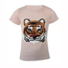 Custom Reversible Kids Sequin T Shirt Emoji Tiger Emoticon Stallion T-Shirt TEE TOP Brush Changing Sequin For 3 To 14 Years Old