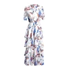 Top Selling Guangdong Manufacturing Maxi Full Flower Print Young Ladies Summer Dress High Quality Silk Chiffon Bohemian Dress