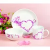 Sweet heart design kid dinner set: plate & bowl & mug