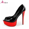Women Footwear Wholesale High Heel Peep Toe Sexy Red waterproof Platform Shoes For Girl