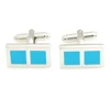 Elegant Light Blue Checked Rectangle Cufflinks