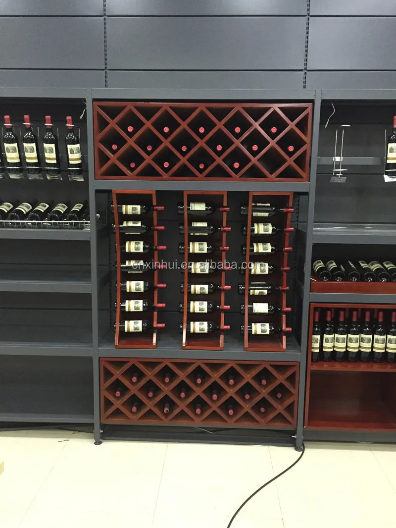 High-quality Shelves Wooden Wine Glass Showcase Display Cabinet Rack Stands for Wine Shop02.JPG