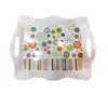 Melamine plastic customized 16" flower printing food snack serving tray with handles