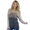 Ladies Long Sleeves Blouses Tops Tunic Knotted Leopard Print Loose Blouse For Women T-shirt YY10273