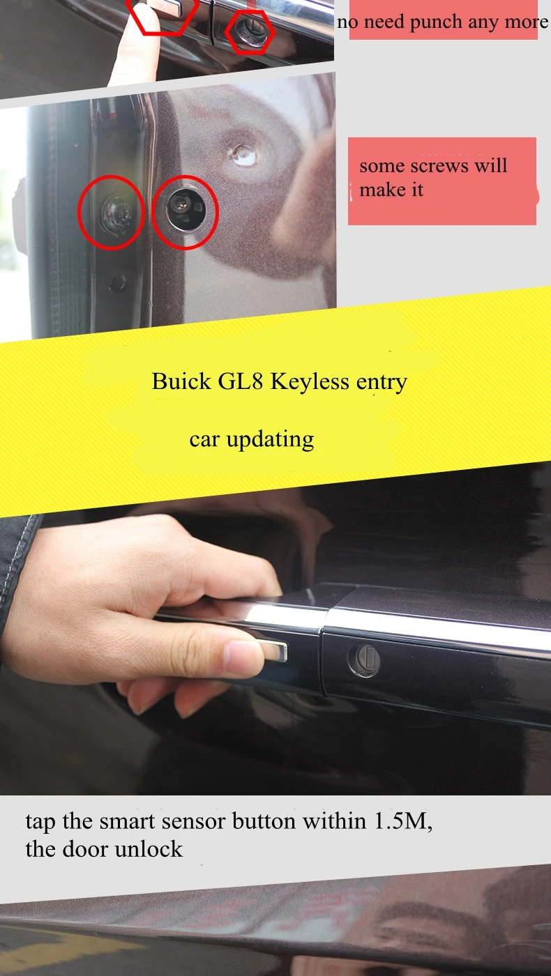 Car Alarm Central Locking System Keyless Entry Comfort Access For GM Buick GL8 28T No Wire Cut