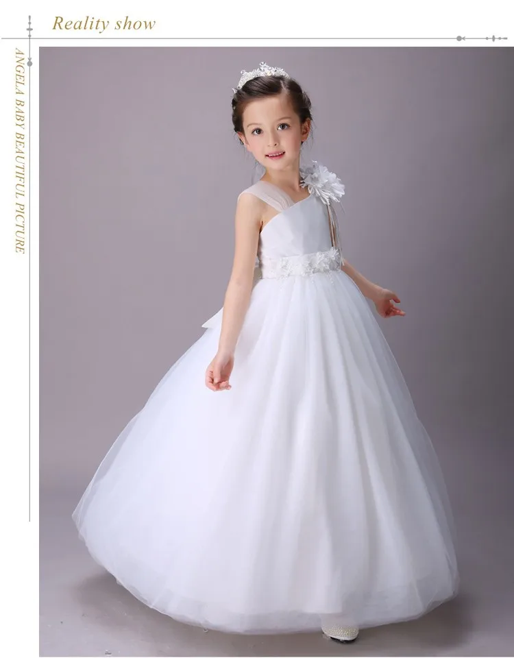 European Children Clothing Wholesale White Long Kids Wedding Dress ...