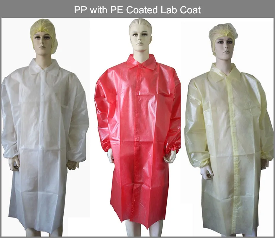 Disposable Pp Nonwoven Lab Coat White Short Sleeves Vneck Disposable Nonwoven Jacket Lab Coat