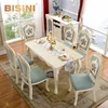 Bisini Luxury Hand Carved Dining table set, European Solid Wooden French Dining Table with 6 Chairs BF08-10011
