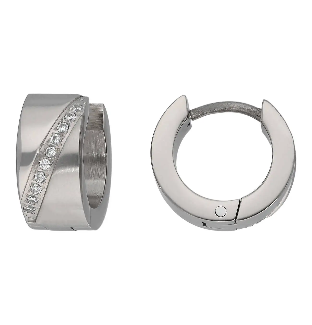 Big Circle Hoop Channel Stones Hoop Pure Titanium Huggie Earrings