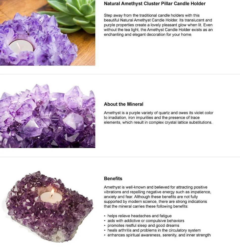 Cheap Glass Crystal Natural Amethyst Cluster Pillar Candle Holder Buy