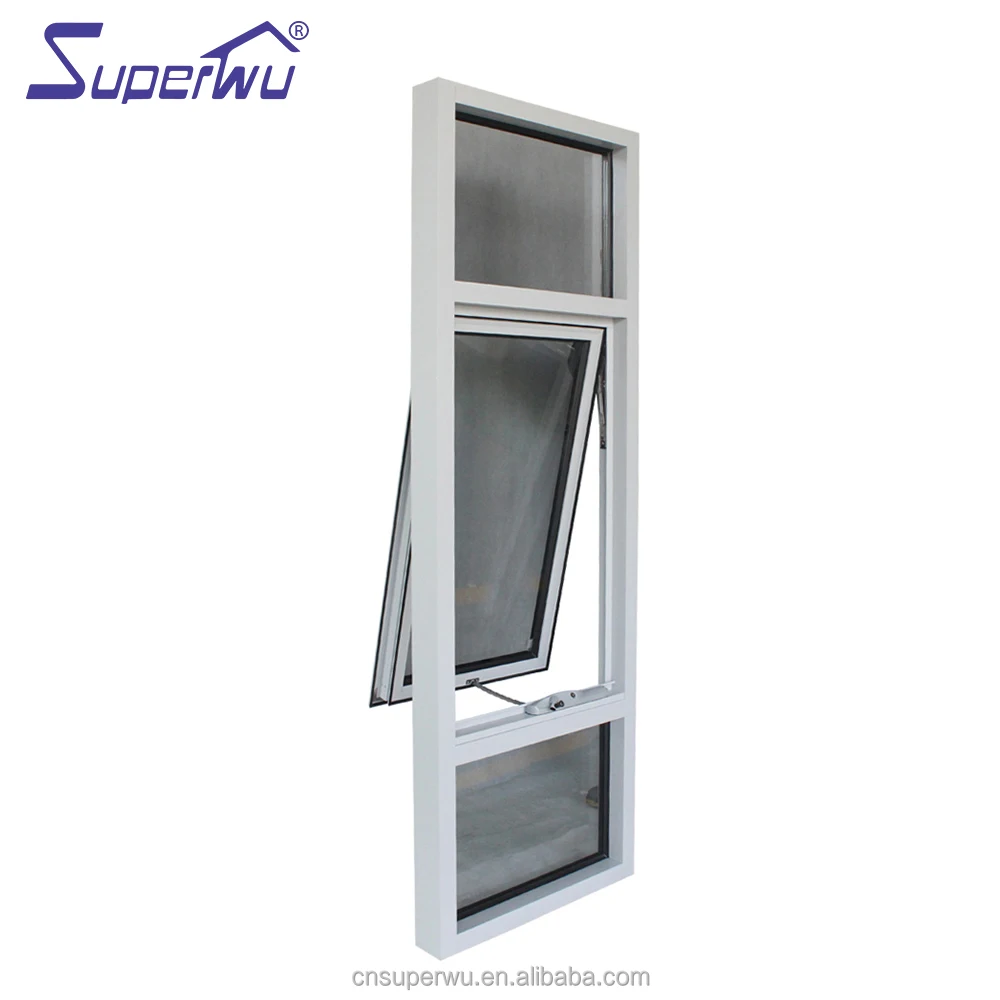 Superwu Design Modern Aluminium Wooden Crank Awning Open Window With