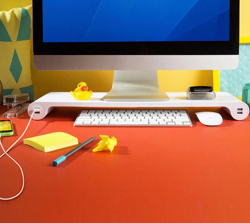 Aluminum Sleek Design Monitor Pc Desk Riser For Macbook Imac Stand