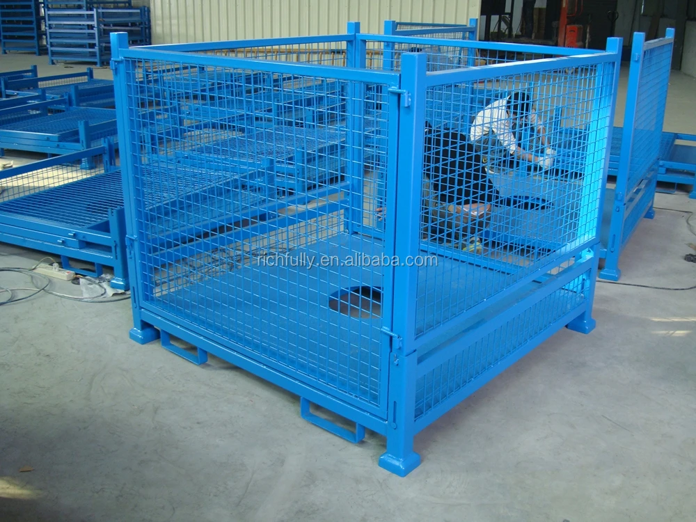 Collapsible Steel Rolling Storage Cage - Heavy Duty & Stackable