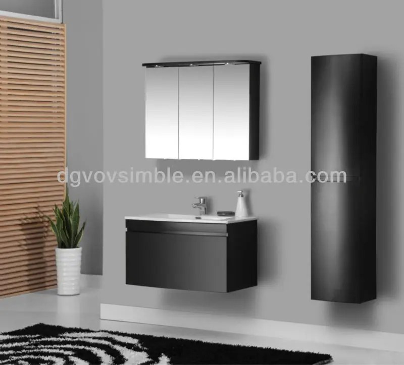 High Gloss Black Bathroom Wall Hanging Bathroom Vanities