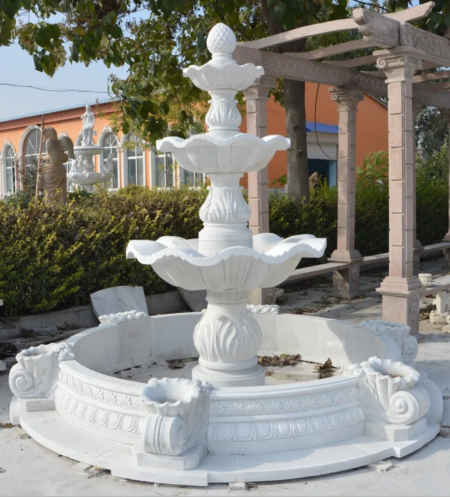 grand jardin en marbre extérieur 3 niveaux fontaine d'eau