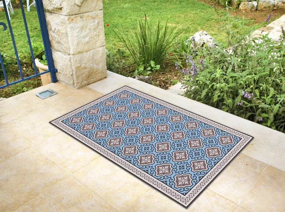 Vinyl Floor For Kitchen Find Deals On Vinyl Floor Mat With Blue Tiles Area Rug Linoleum Style Kitchen