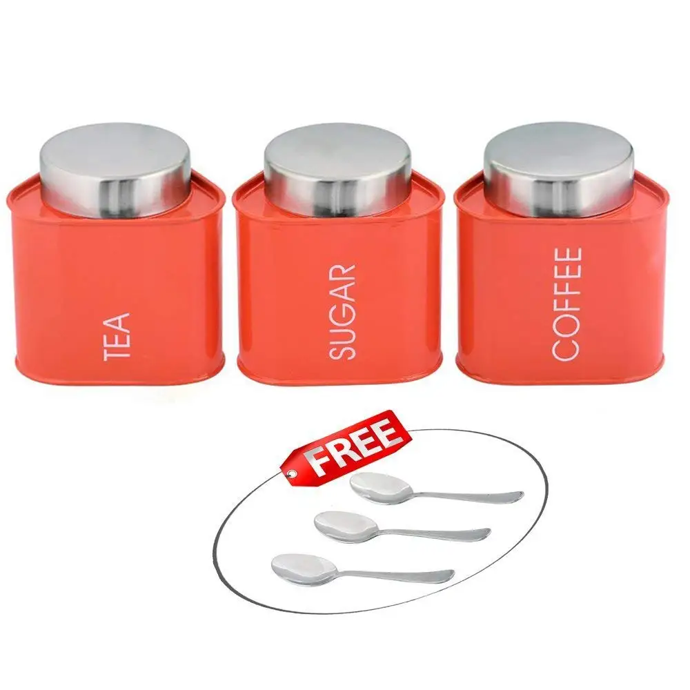 orange tea and coffee canisters