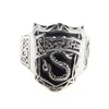HP Hogwarts Slytherin House Crest Ring Black Snake Silver rings movie fans rings