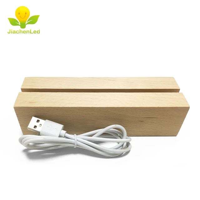 Factory Price Square Led Lamp Base, Led Light With Wooden Base