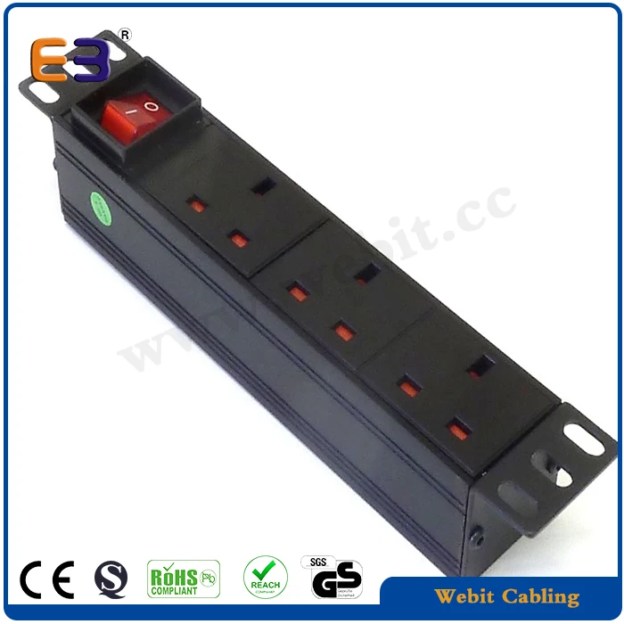 Uk Power Sockets 6 Ports 1u Aluminum Shell 19 Inch Rack Mount Power Pdu ...