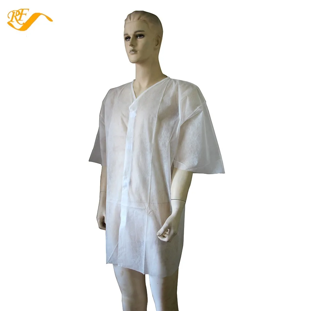 Disposable Pp Nonwoven Lab Coat White Short Sleeves Vneck Disposable Nonwoven Jacket Lab Coat