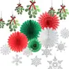 Meilun 14 Pcs Mistletoe Garlands Christmas Color Paper Fans Glitter Silver Snowflake Kit Set for Winter Xmas Party Supplies
