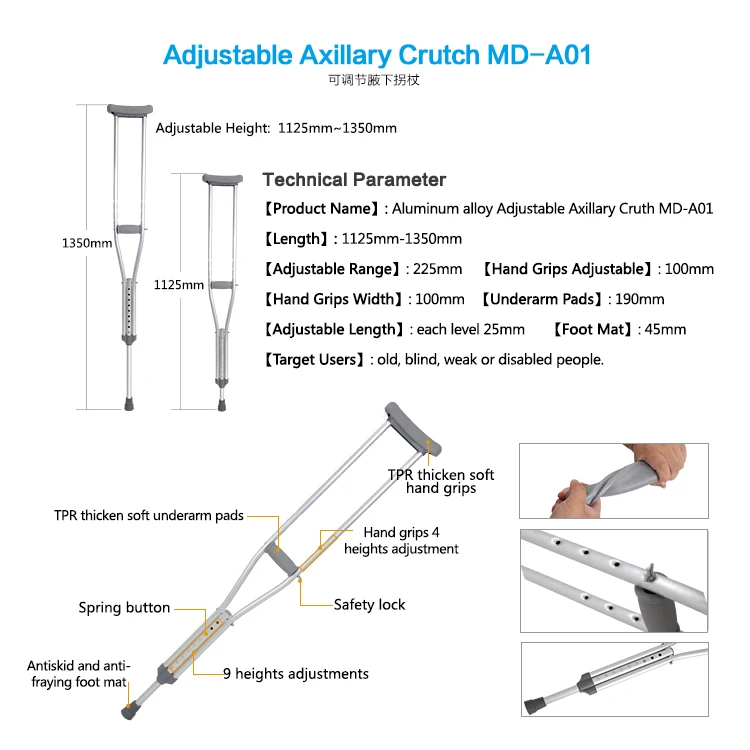 Aluminum Elbow Crutches/aluminum Crutches Price/adjustable Cruch Buy