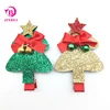 Wholesale Cheap Hair Clip Girl Glitter Christmas Tree Christmas Hair Grips With Bow/Bell