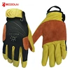 Genuine leather with pig skin palm non-cutting protection hand mechanical working gloves