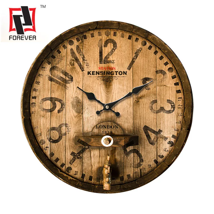 Large Nonticking Silent Decorative Silver Aluminium Wall Clock Hooks