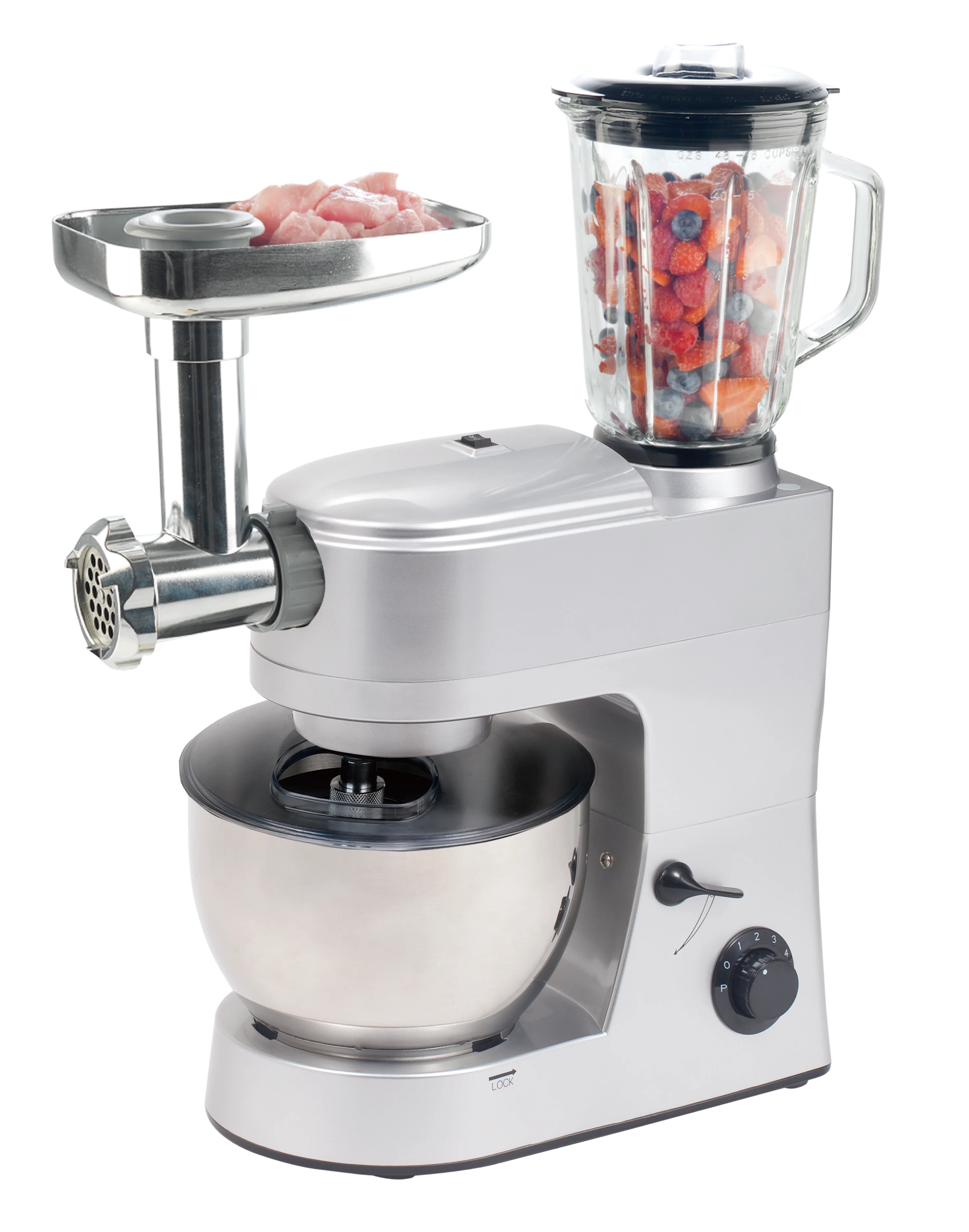 1200w Powerful Multifunction Stand Mixer With 105l Glass Jar And Meat