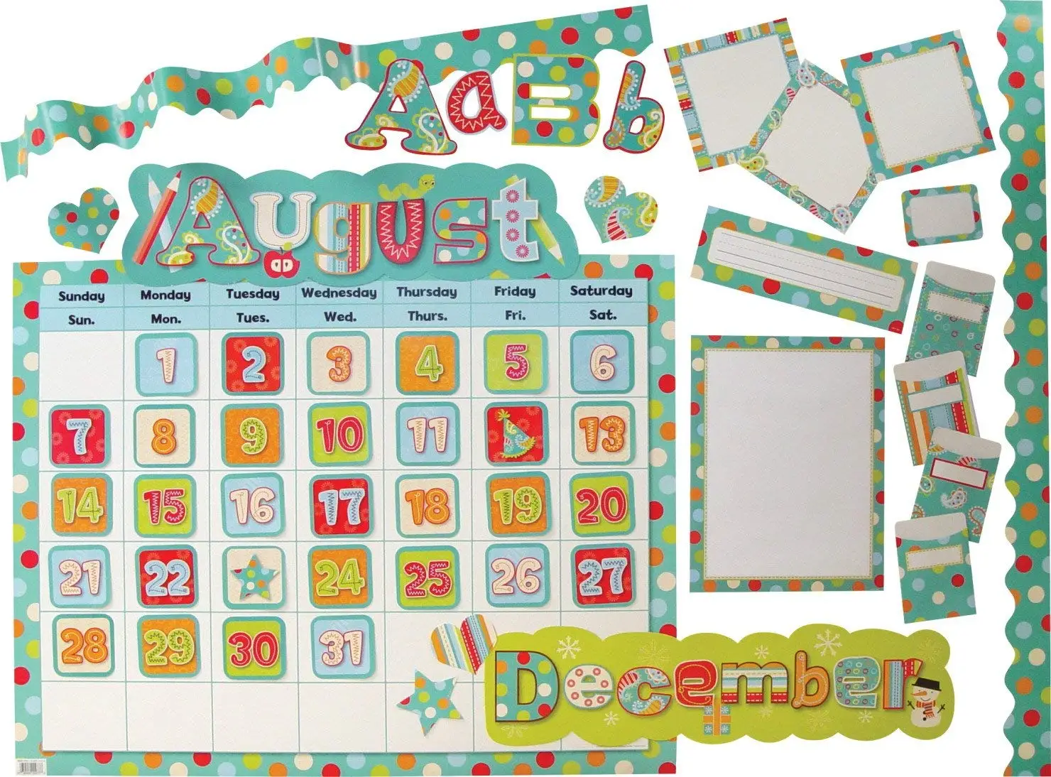 Creative Teaching Press 7947 Dots on Turquoise Designer Classroom Set