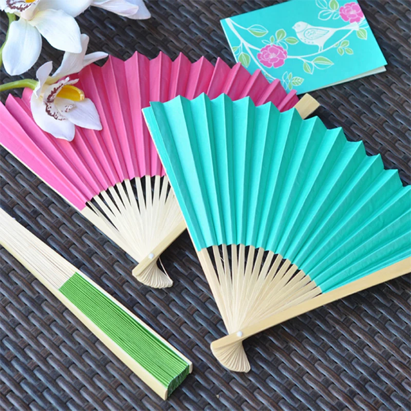 I Am Your Fans 9 Inch 23x40cm Bamboo Handle White Paper Fan Buy White