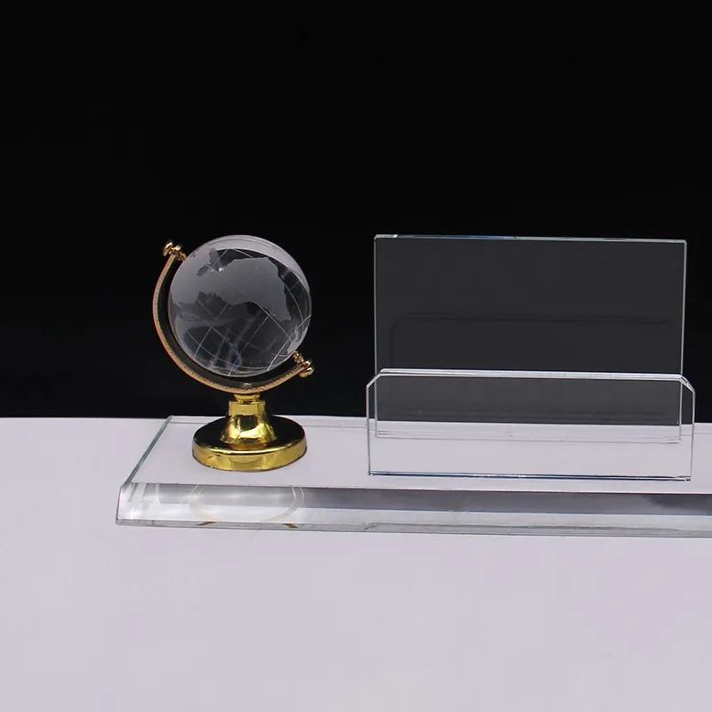 Mini Crystal Office Desk Set Cheap Crystal Desktop With Globe And Pen