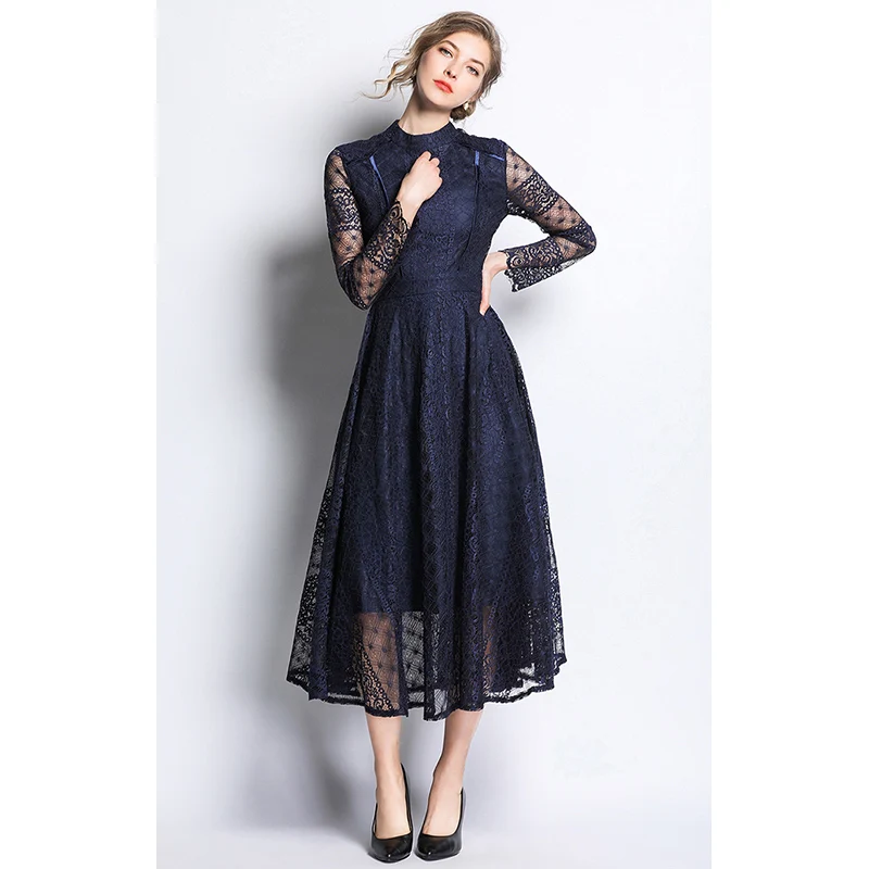 American Style Lady Dresses Long Sleeve Casual Lace Dresses Buy Lace