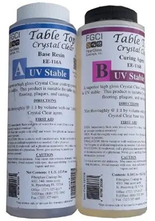 Epoxy Crystal Clear Table Top Resin, 1:1, 1 Pint Kit, Crystal Clear, Parts A & B Included