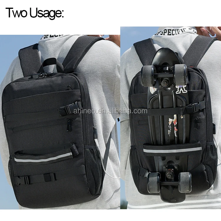 skateboard laptop backpack