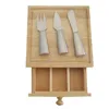 stainless steel cheese serving set, with wooden box