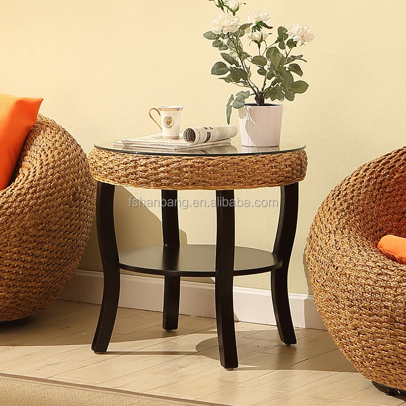 2 Seater Newest Round Coffe Table And Rattan Chair Furniture Set