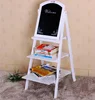 Cheap Decorative Wood Easel Style A frame Chalkboard Stand with 3 Tier Display Shelves