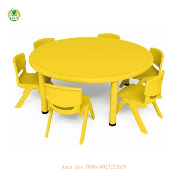 Guangzhou Daycare Furniture Table Round For Kids Plastic Yellow