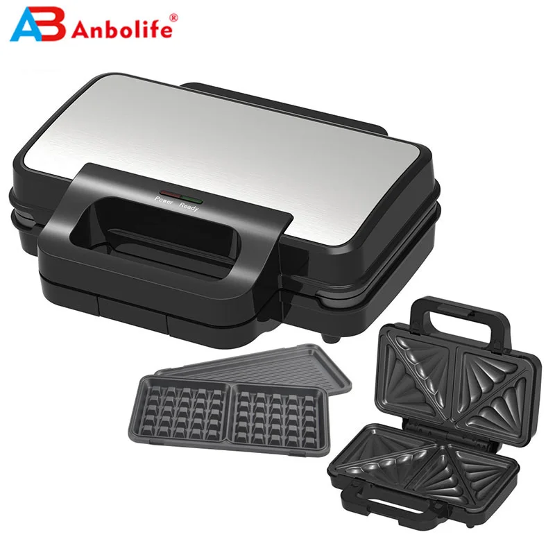 Anbolife 3em1 Destacável Revestimento Antiaderente Sandwich/waffle