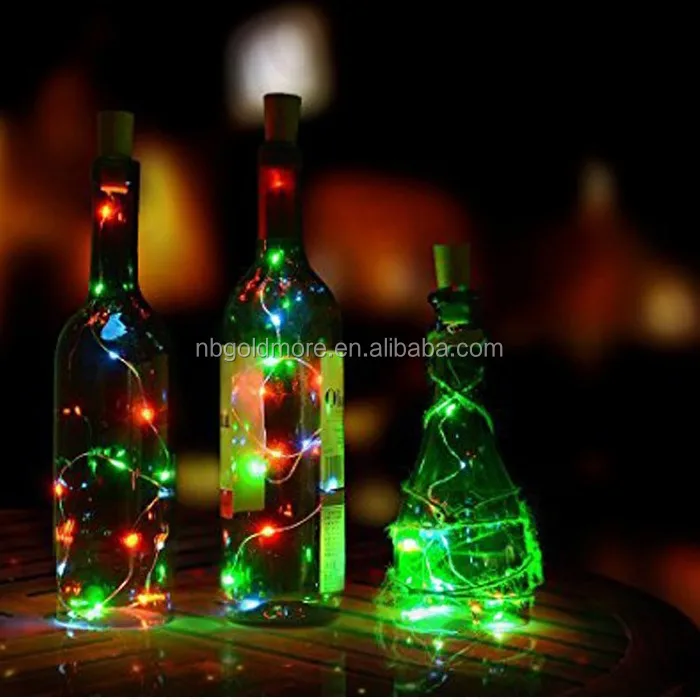 10 pieza 20 LED Luz botella Cadenas Luz Blanca Cálida 78 en Blanco Cálido LED botellas Luz alambre de cobre Cork forma la luz nocturna LED Vino Botella boda DIY 