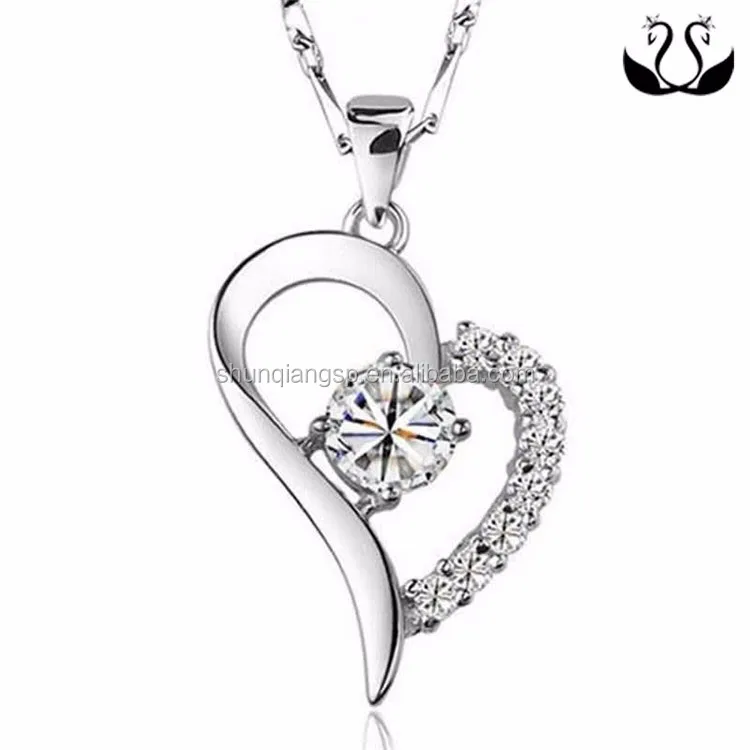 Fashion Jewelry Ladies Fancy Items 925 Silver Heart Shaped Diamond ...