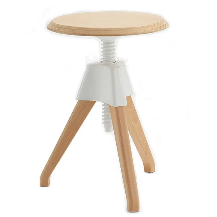 Bar Furniture Round Adjustable Wooden Bar Stools China With Rubber