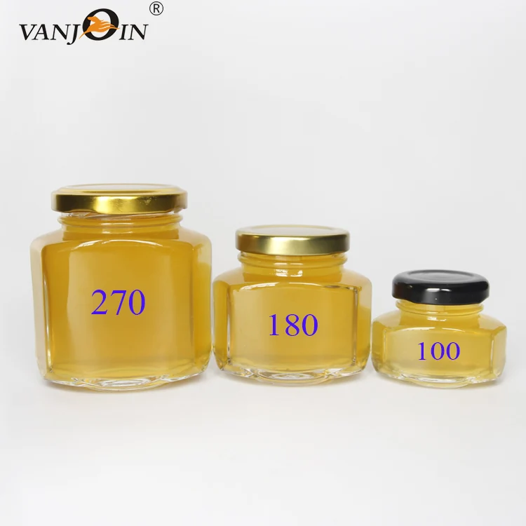 Wholesale Unique Cheap Clear Oval Hex Hexagonal 180ml 270ml Glass Honey