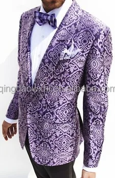 Manswier Men's Purple Jacquard Paisley Suit Blazer – Shawl Lapel, Tuxedo Style, Sizes XS-5XL