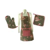 printed canvas kitchen accessories apron set oven glove and pot holder