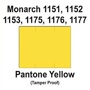 96,000 Monarch 1151 compatible Pantone Yellow General Purpose Labels to fit the Monarch 1151, 1152, 1153, 1175, 1176, 1177, 1180 & 1537 Price Guns. Full Case + includes 16 ink rollers.